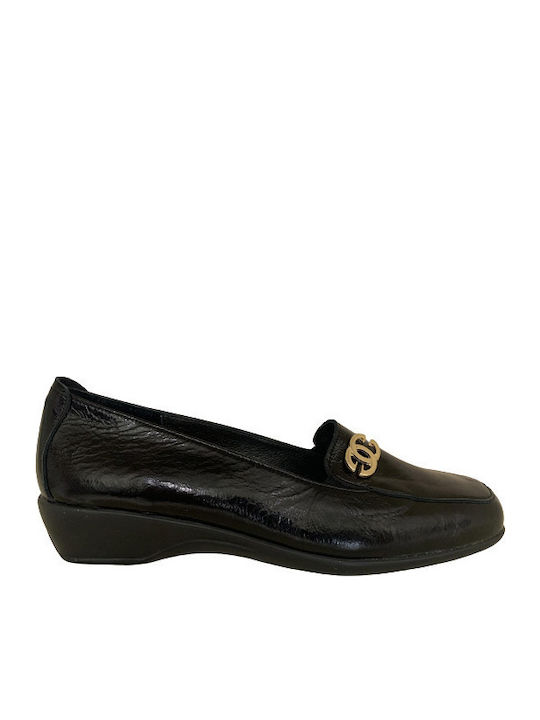 Lackleder Damen Mokassins in Schwarz Farbe