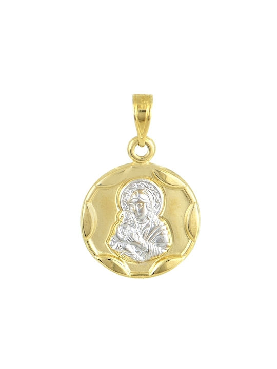 Nakos Jewellery & Watches Pendant Kids Talisman Double Sided with Virgin Mary from Gold 14K P9016