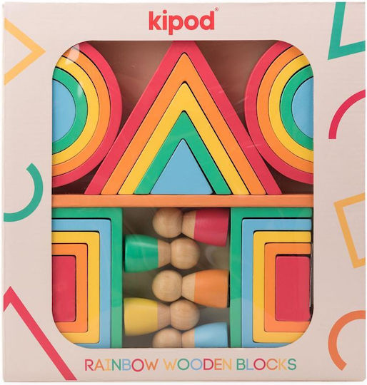Kipod Rainbow Blocks Montessori Lernspiel Wissen aus Holz für 3+ Jahre alt Jahre
