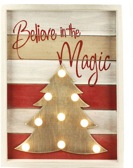 TnS Illuminated Christmas Wooden Figure Frame Beige Frame Beige Height 35.5cm Tree