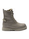 Leather Kids Boots with Zipper Beige