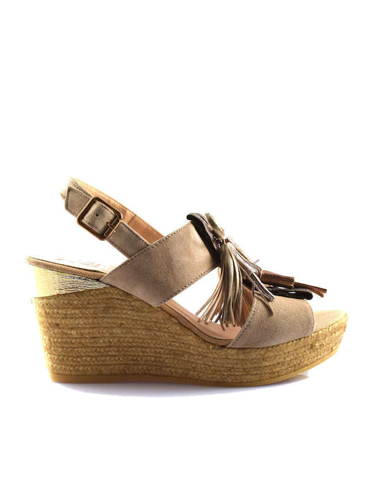 Damenplattformen Beige