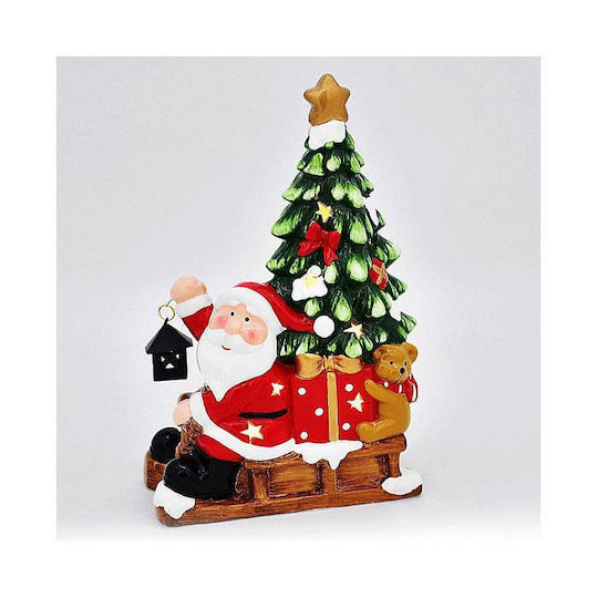 Illuminated Santa Claus Battery in Sleigh Red 24.5x16.8x8.8cm