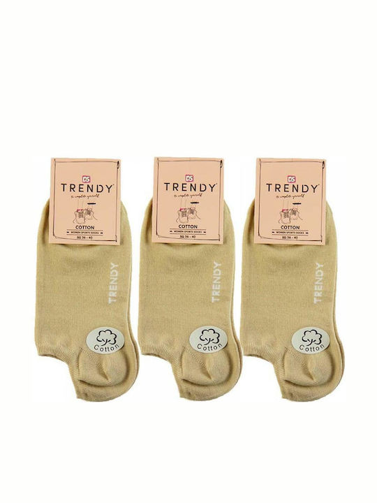 Trendy Women's Solid Color Socks Beige 3Pack
