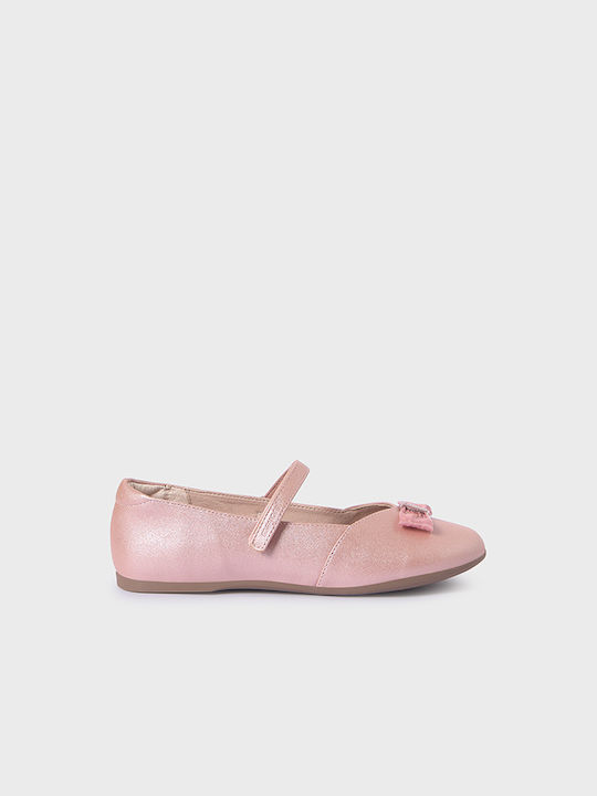 Mayoral Balerini copii with Hoop & Loop Closure Leather Pink