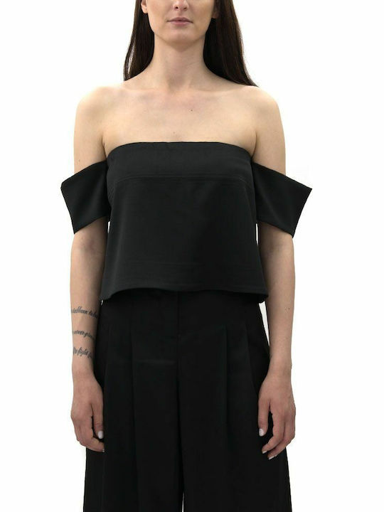 J'aime Les Garcons Women's Blouse Short Sleeve Black