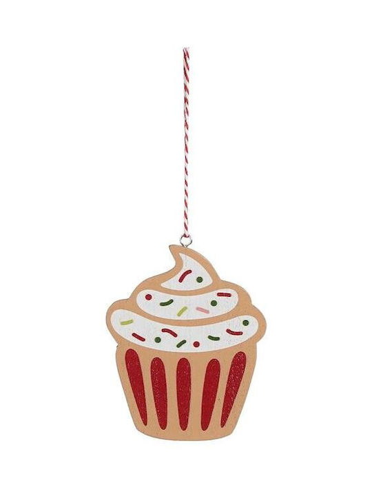 Wooden Christmas Cupcake Ornament 11cm