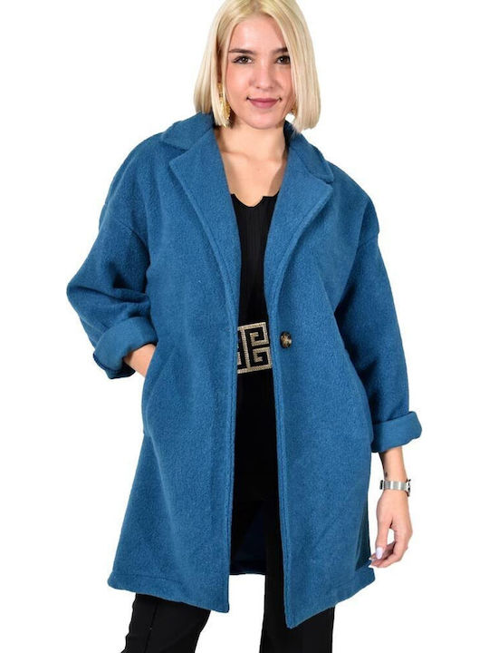 Damen BLUE Mantel mit Knöpfen