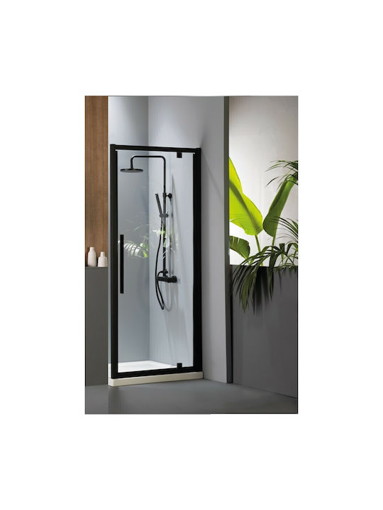 Devon PF90C-400 Shower Screen for Shower with Hinged Door 94-97x195cm Clean Glass Black Matt