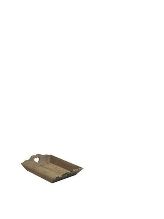 Country Casa Wooden Rectangular Serving Tray with Handles in Brown Color 36x36x10cm MJ029-36 1pcs