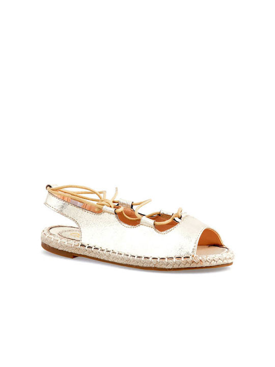 MelShoes Lederne Damen Espadrilles in Gold Farbe