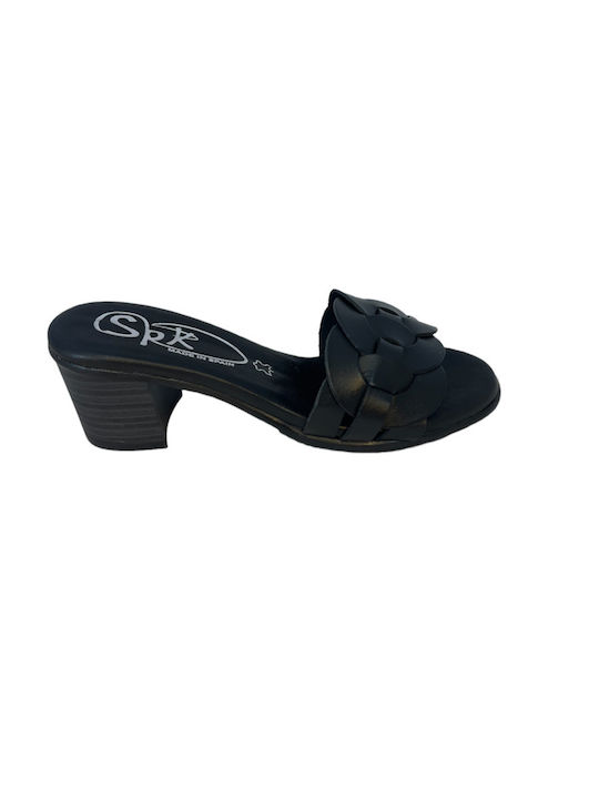 SPK Shoes Δερμάτινα Mules Μαύρα