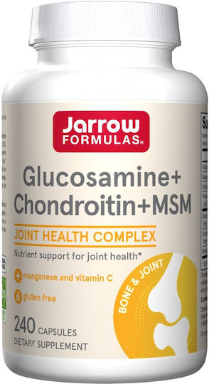 Jarrow Formulas Glucosamine + Chondroitin + MSM Συμπλήρωμα για την Υγεία Αρθρώσεων & Οστών 240 κάψουλες
