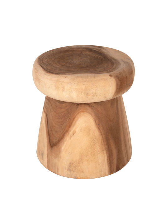 Round Solid Wood Side Table Beige L43xW43xH46cm