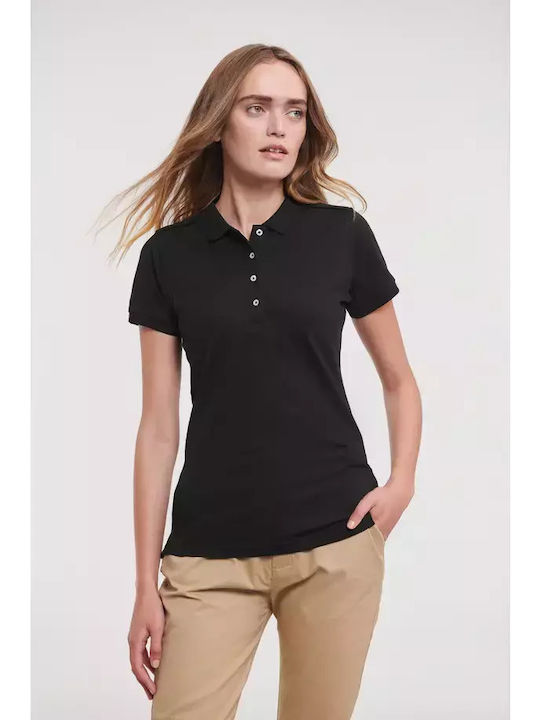 Women's Polo Blouse Short Sleeve Black