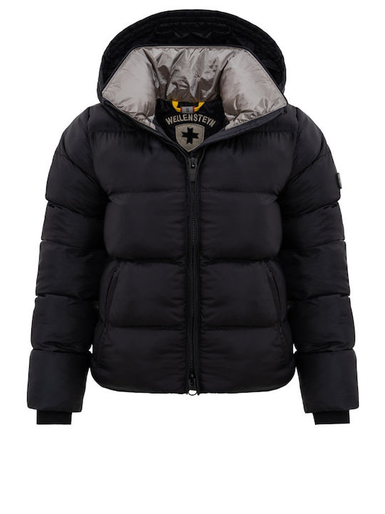 Wellensteyn Kurz Damen Puffer Jacke für Winter Schwarz GOLDS-1039