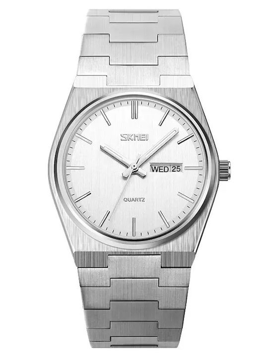 Skmei Ceas Bărbat 40mm Baterie cu Brățară Din Metal Argintie
