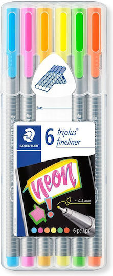 Staedtler Triplus Fineliner 334 Μαρκαδόροι Σχεδίου 0.3mm Σετ 6 χρώματα