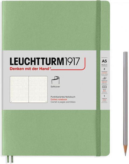 Leuchtturm1917 Med Dotted Тетрадка 123 Листа A5 с Точки Зелен