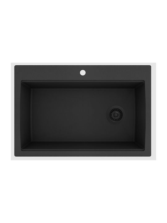 Helika Helika Largus TQL100-601 Drop-In Spüle aus Verbundgranulat B84xT56cm Schwarz