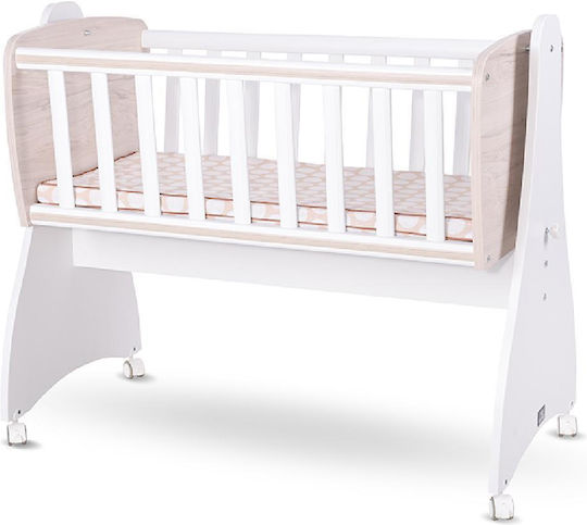 Lorelli Λίκνο First Dreams με Πλαϊνό Άνοιγμα και Ρόδες White & Light Oak