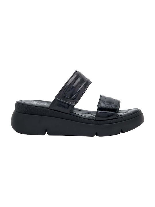 Scholl Leder Damen Flache Sandalen Anatomisch in Schwarz Farbe