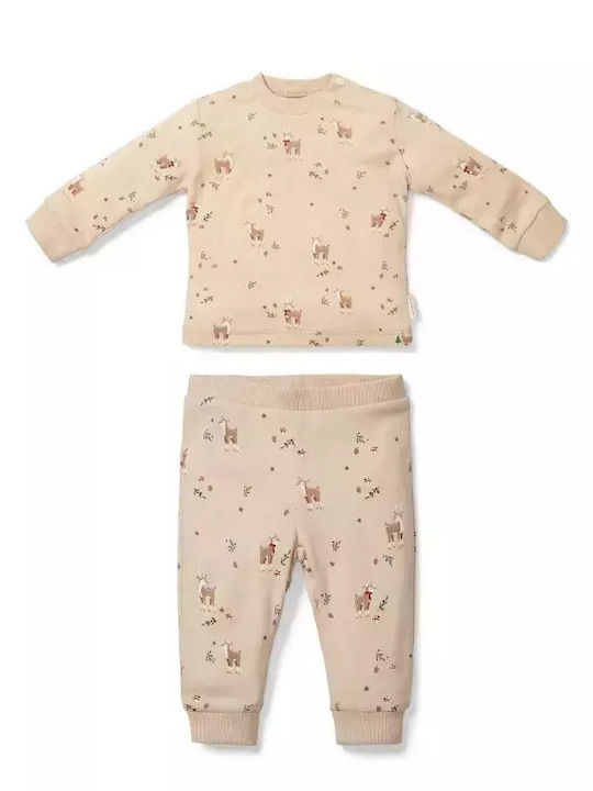 Little Dutch Pijama copii de iarnă din bumbac Bej