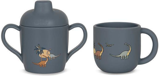 Konges Slojd Baby Cup Dino made of Silicone Blue