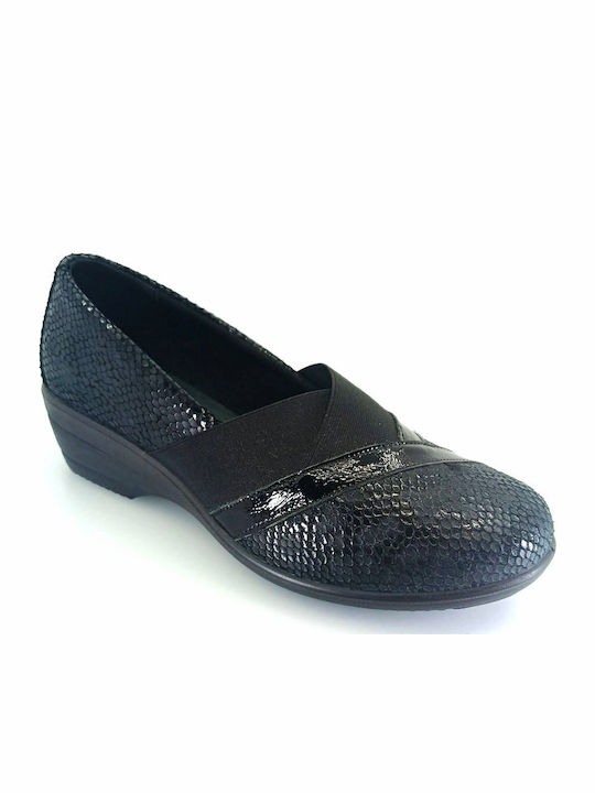 Ανατομικά Γυναικεία Slip-On Δερμάτινα Μαύρα