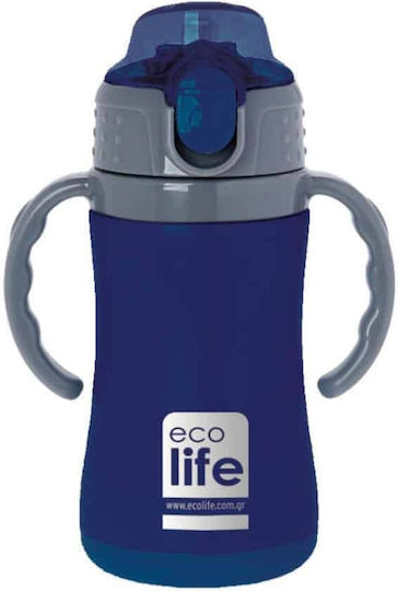Lifegreen Детски Термос Алуминий с Цвят Син с Сламка 300ml