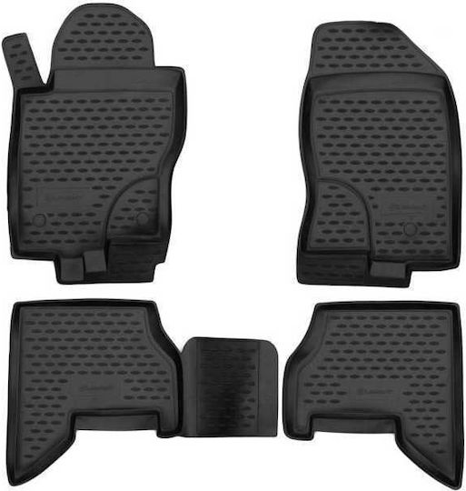 Novline Set of Front and Rear Mats 4pcs Tray Type for Nissan Navara 2010+ Black