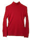 Topaki Women's Blouse Cotton Long Sleeve Turtleneck Red