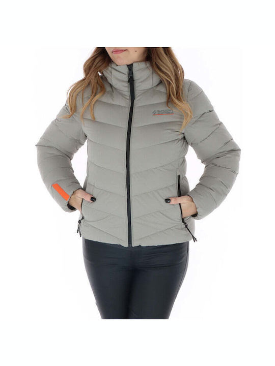 Superdry Kurz Damen Puffer Jacke für Winter Gray