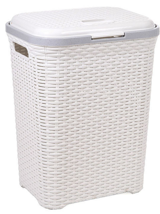 Decor Rattan Coș de rufe Plastic 43.5x34x57cm Alb