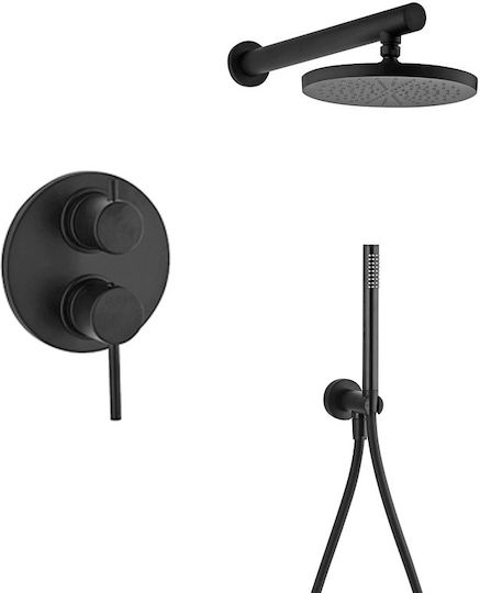 Paini Cox 2 Set Mischer & Handbrause für Wandmontage für Dusche 2 Ausgänge Schwarz