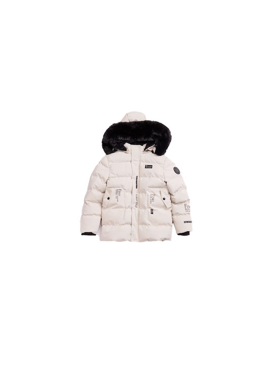 Funky Kids Casual Jacket with Lining & Hood Ecru.