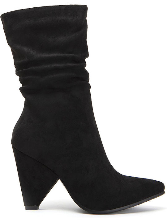 Keep Fred Suede Women's Ankle Boots with Medium Heel Black