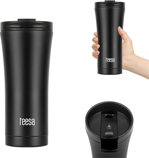 Teesa Ποτήρι Θερμός Ανοξείδωτο 500ml Μαύρο με Επιστόμιο