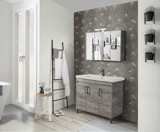 Martin Set Blat cu Lavoar, Oglindă & Coloană L97xW44xH83cm Cement