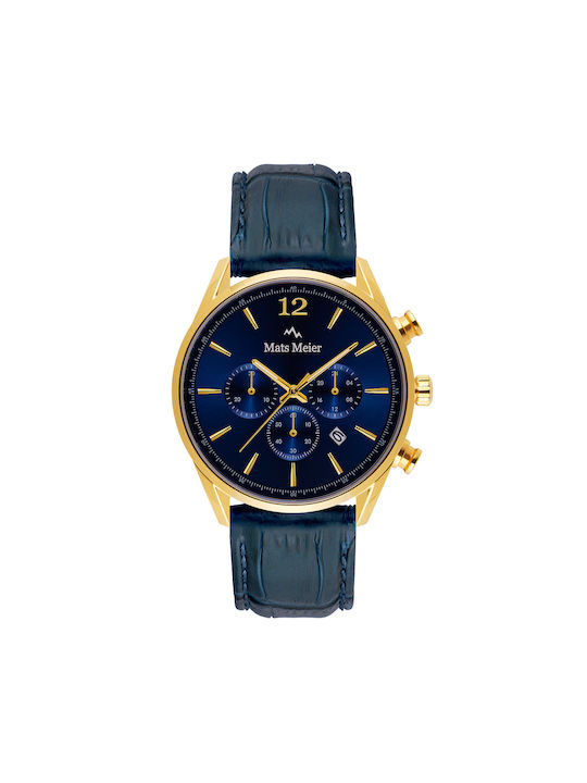 Mats Meier Watch Chronograph Battery in Blue / Blue Color