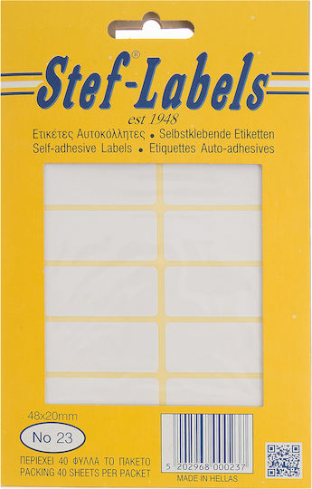 Stef Labels Small Adhesive Labels in White Color 48x20mm