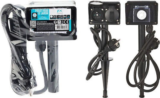 FX Priză Electrică De Pardoseală Dublă Cu Timer Fx Control Neagră