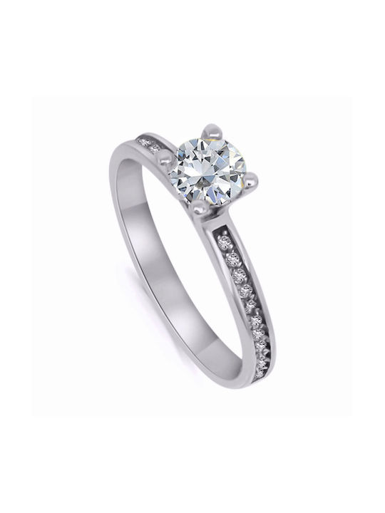 Antwnakakis Single Stone from White Gold 14K