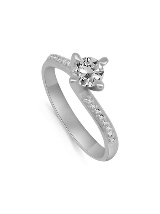 Antwnakakis Single Stone from White Gold 14K