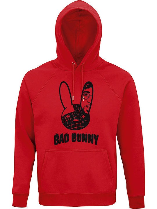 Bad Bunny Destroyed Bunny Kapuzenpulli Rot