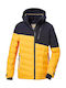 Waterproof Kids Quilted Short Jacket with Lining & Hood Blue/Yellow