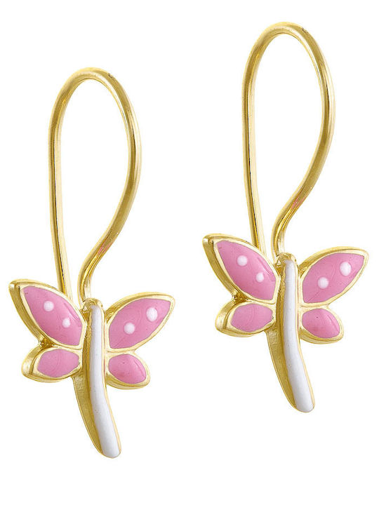 Papoulidis Jewellery Παιδικά Σκουλαρίκια Κρεμαστά Πεταλούδες από Χρυσό 9K