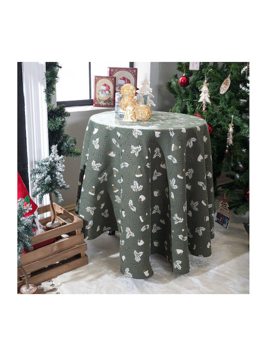 Teoran Weihnachtlich Tischtuch Runde Stoff Grün D180cm.