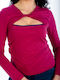 Women's Blouse Cotton Long Sleeve Berry