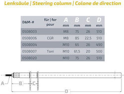 Coloană de direcție Go Kart tip A: M8, 510/75mm (GO KART)